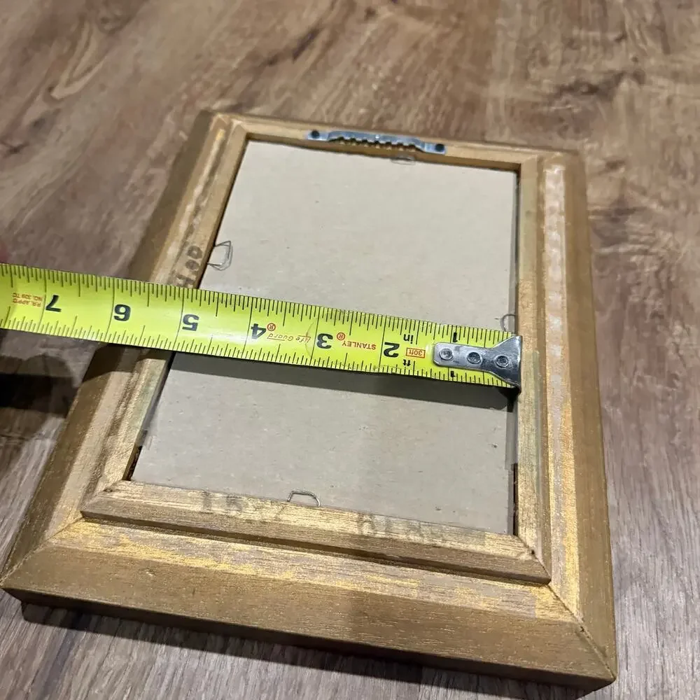 Vintage Ornate Solid Wood Picture Frame Gold Blue Painted 5x7 Size Wall Hanging